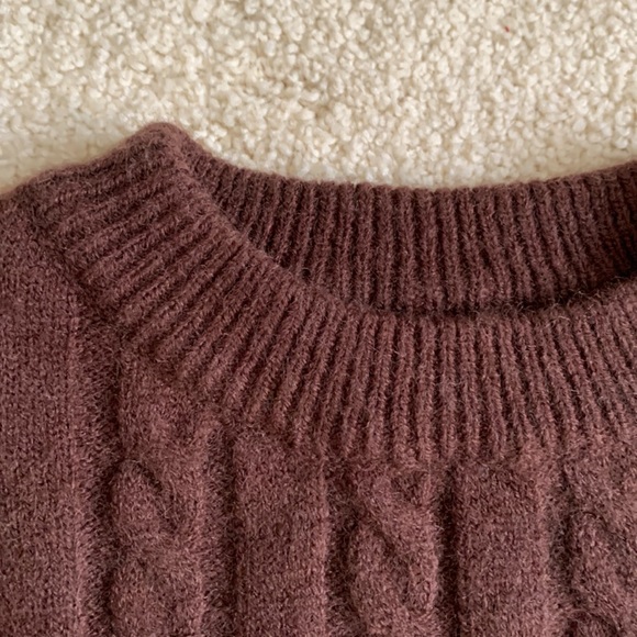 brown wool cropped sweater - Picture 3 of 5